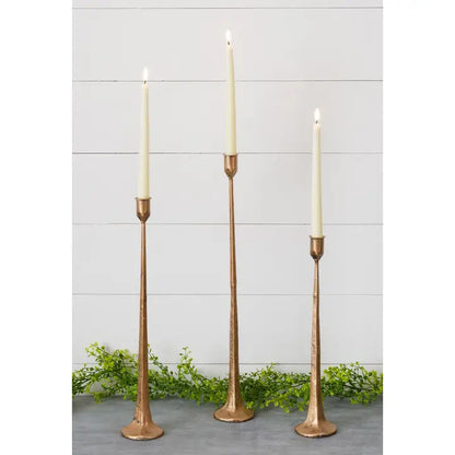 S/3 Copper Hand-Forged Metal Candle Holders