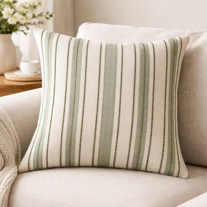 Green Textured Stripe Throw Pillow