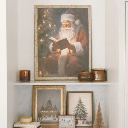 Classic Santa Framed Antique Art