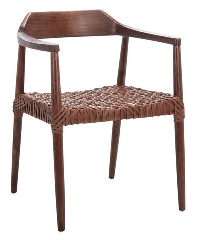 Molly Leather Woven Accent Chair