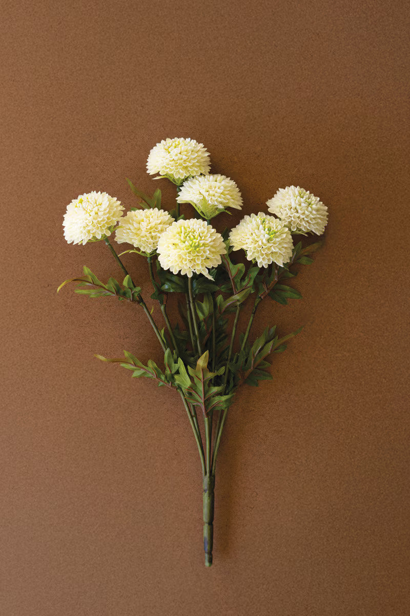 Artificial White Ball Dahlias