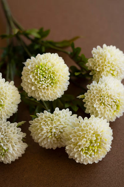 Artificial White Ball Dahlias