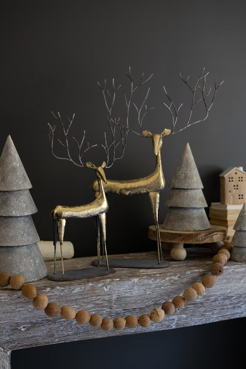 Antique Gold Metal Deer Figurines