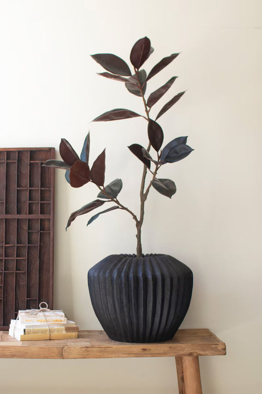 Short Black Stone Composite Planter