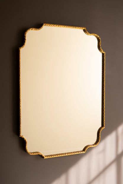 Hammered Antique Brass Framed Mirror