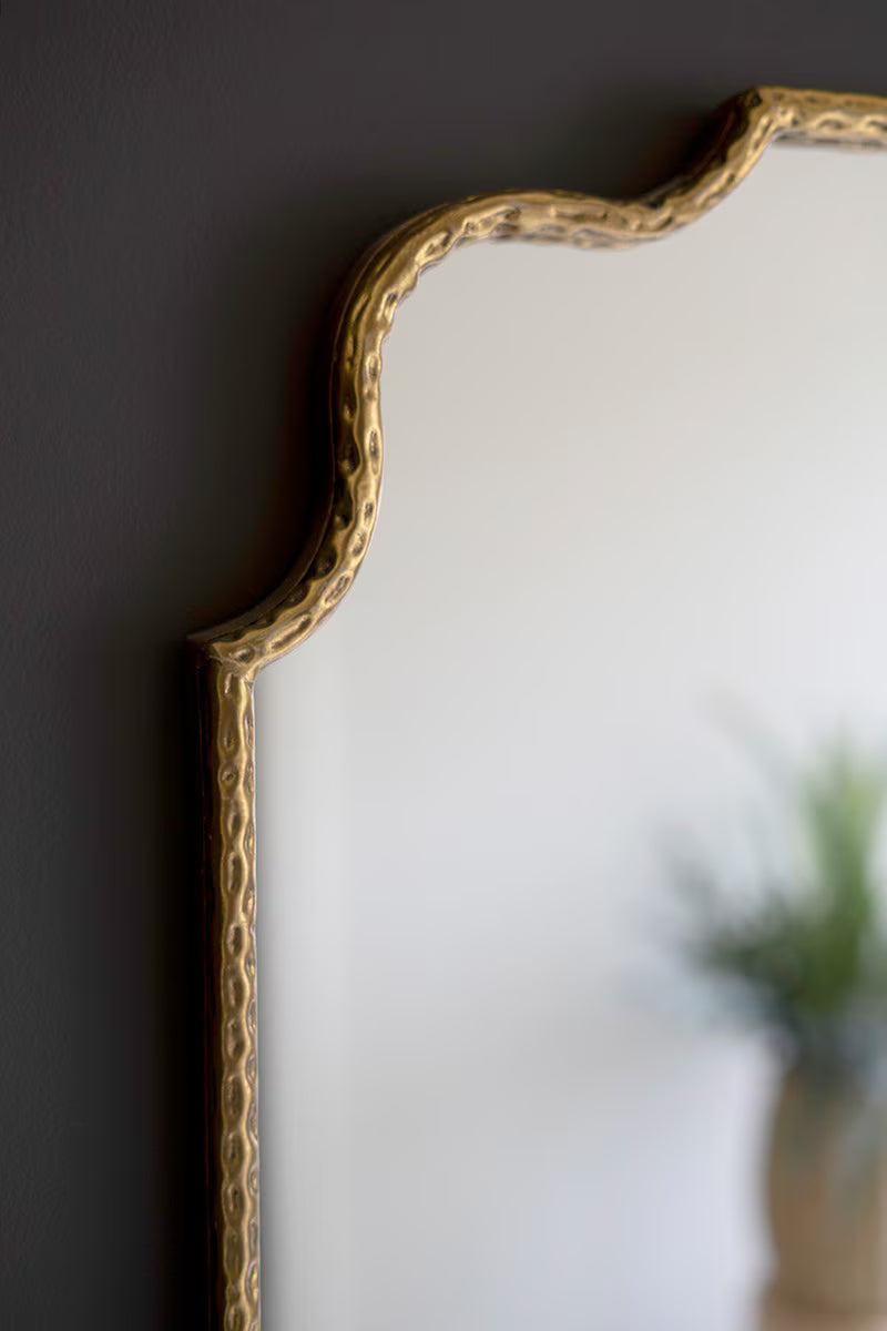 Hammered Antique Brass Framed Mirror