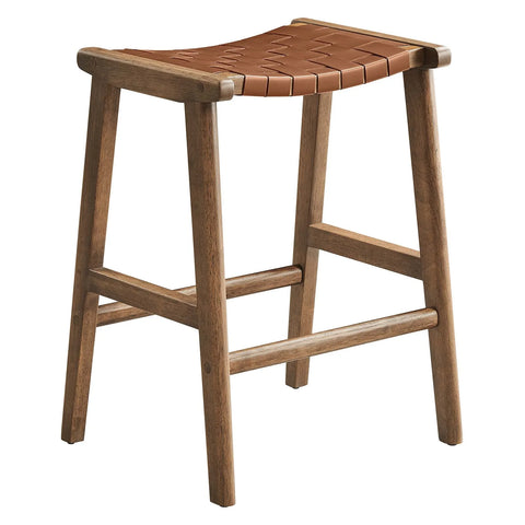 S/2 Faux Leather Wood Counter Stool