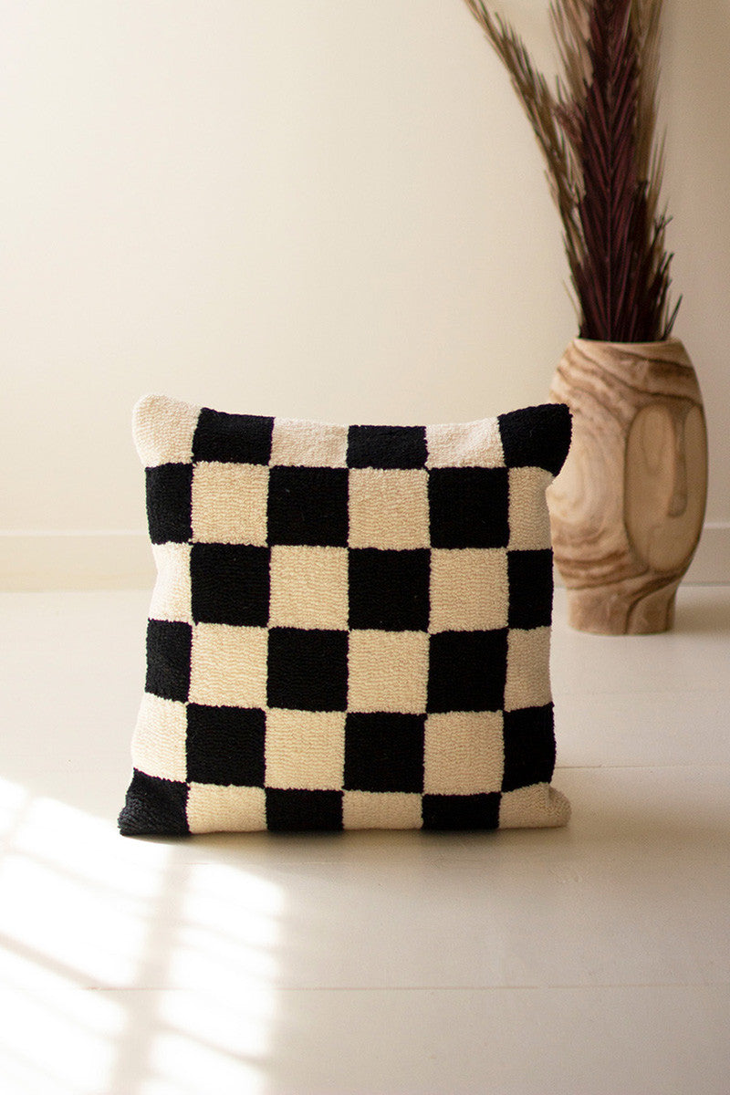 Checkered Black & White Pillow