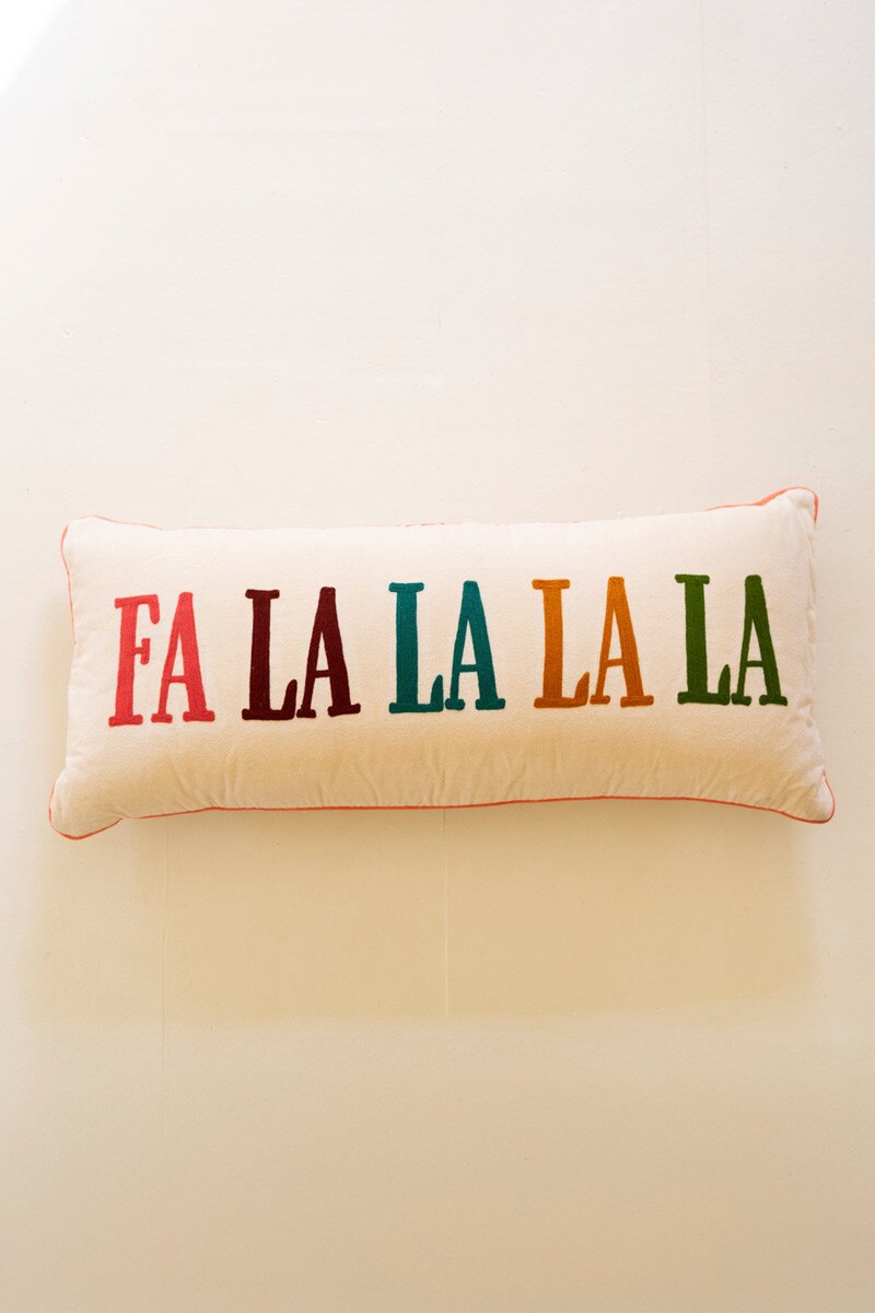 Velvet Falalalala Embroidery Pillow