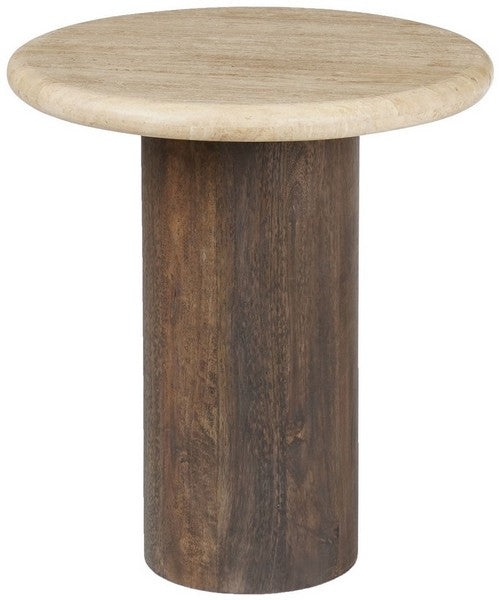 Jennamira Travertine Top Accent Table