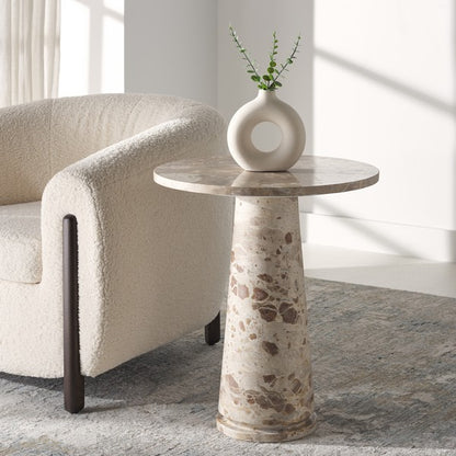 Valentia Tall Round Marble Accent Table