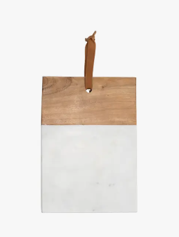 White Marble + Wood Cutting Board