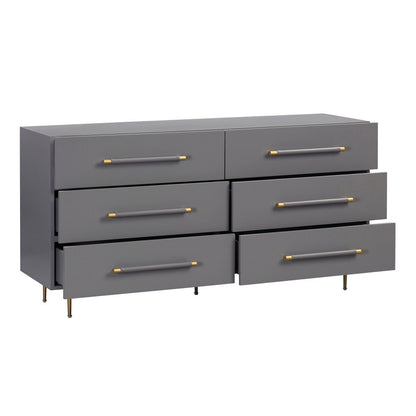 Trident 6 Drawer Dresser Grey