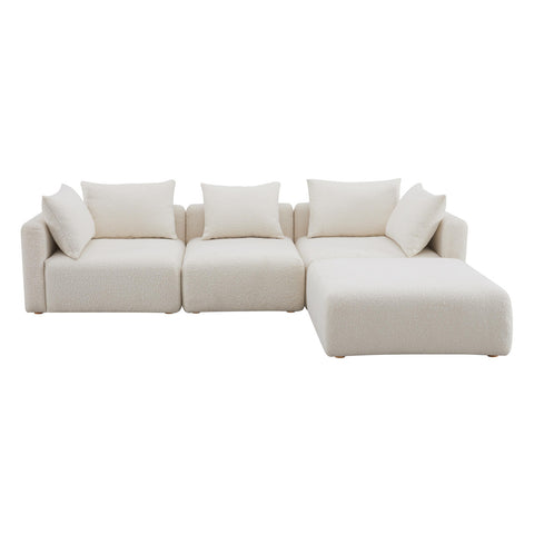 Cream Boucle 4-Piece Modular Sectional