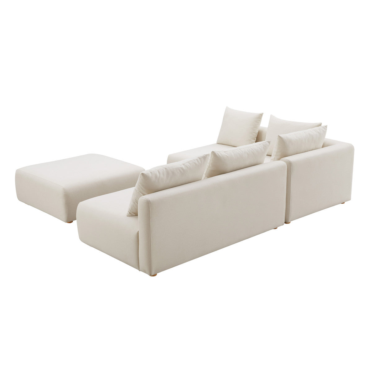 Cream Linen 4-Piece Modular Chaise Sectional