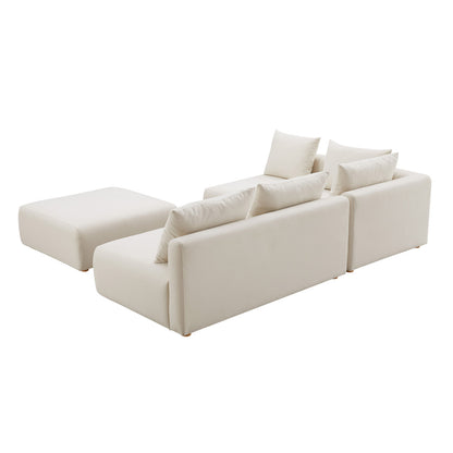 Cream Linen 4-Piece Modular Chaise Sectional