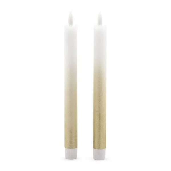 Flameless  LED Gold Ombre Taper Candles S/2