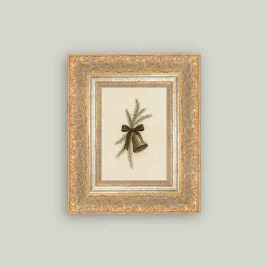Bell with Pine Framed Antique Art
