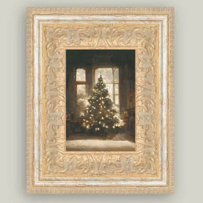 Glowing Christmas Tree Framed Antique Art