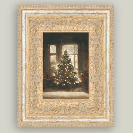 Glowing Christmas Tree Framed Antique Art