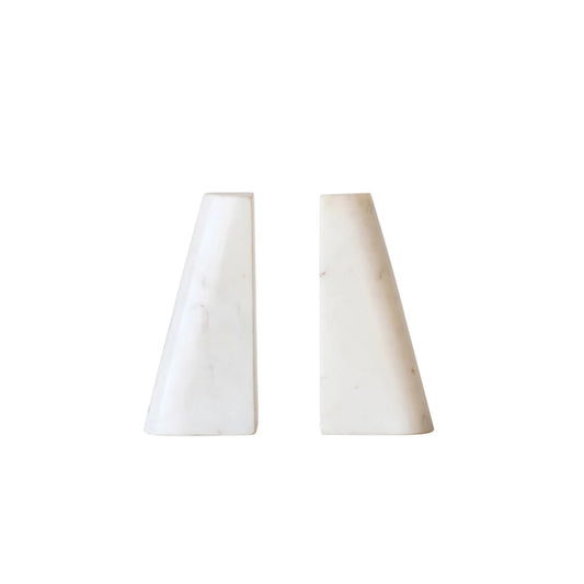 S/2 White Marble Bookends