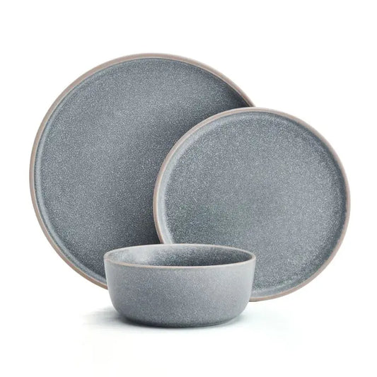 S/12 Blue Stoneware Dinnerware