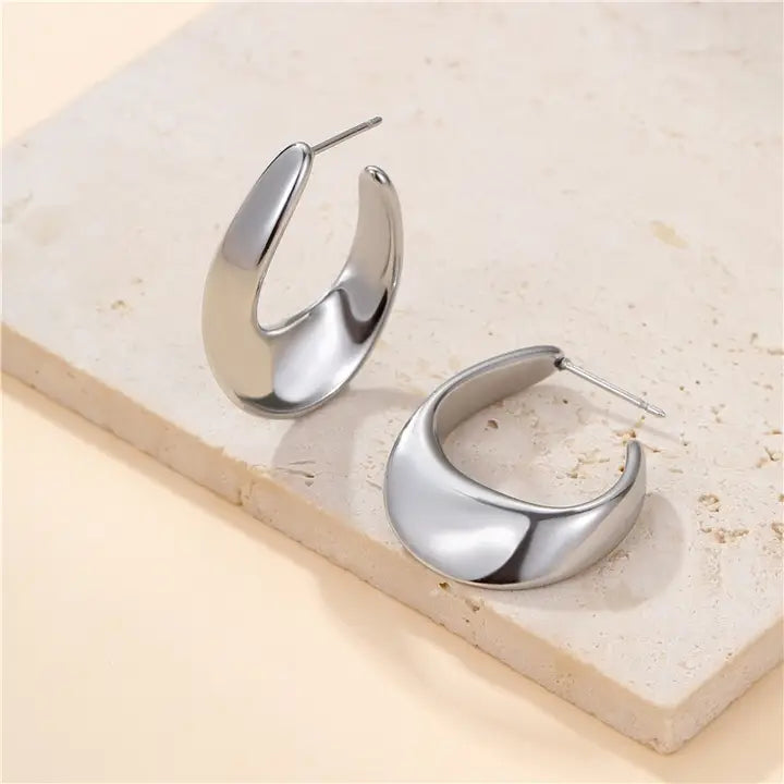 Silver Half Twist Hoop