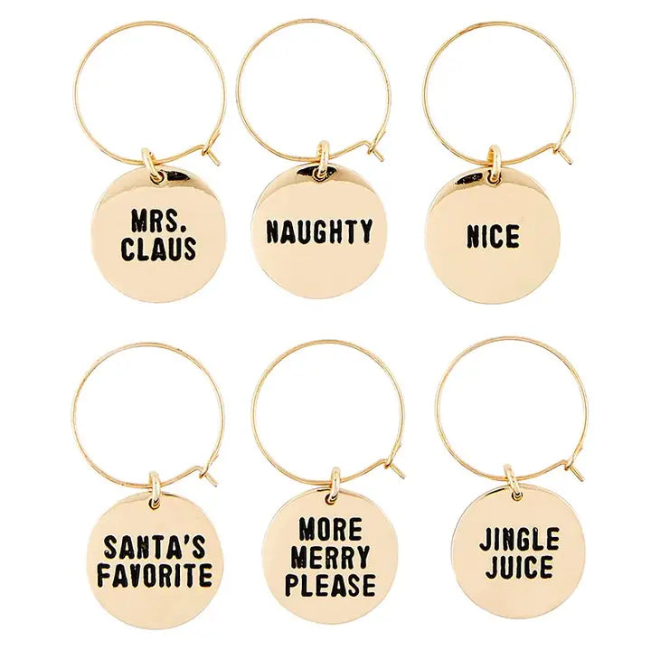 S/6 Holiday Wine Charms