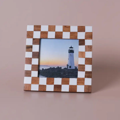 Wood Checkered Photo Frame