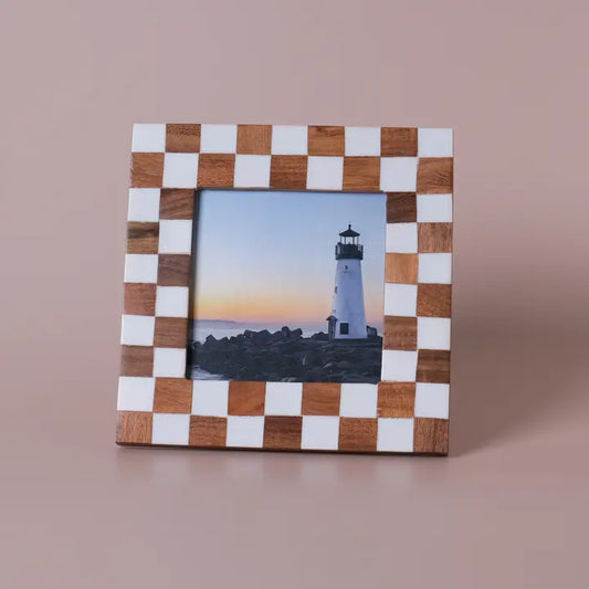 Wood Checkered Photo Frame