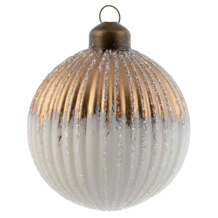 Ombre Glitter Fluted Ornament Bronze and White