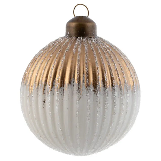 Ombre Glitter Fluted Ornament Bronze and White