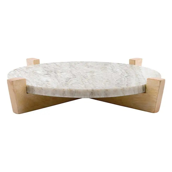 Beige Marble Board On Wood Stand