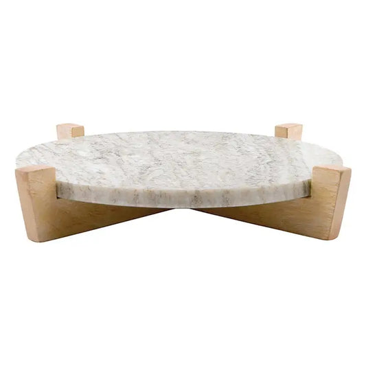 Beige Marble Board On Wood Stand