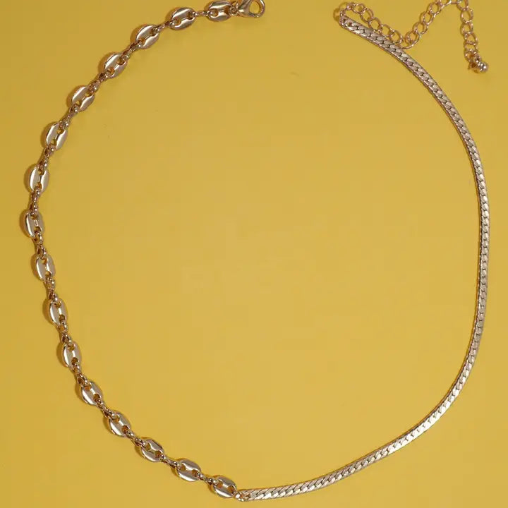 Dual Style Herringbone Mariner Chain Necklace