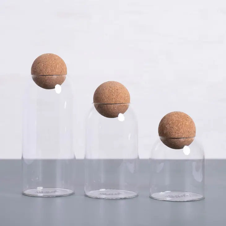 Glass Canister with Round Cork - S/3