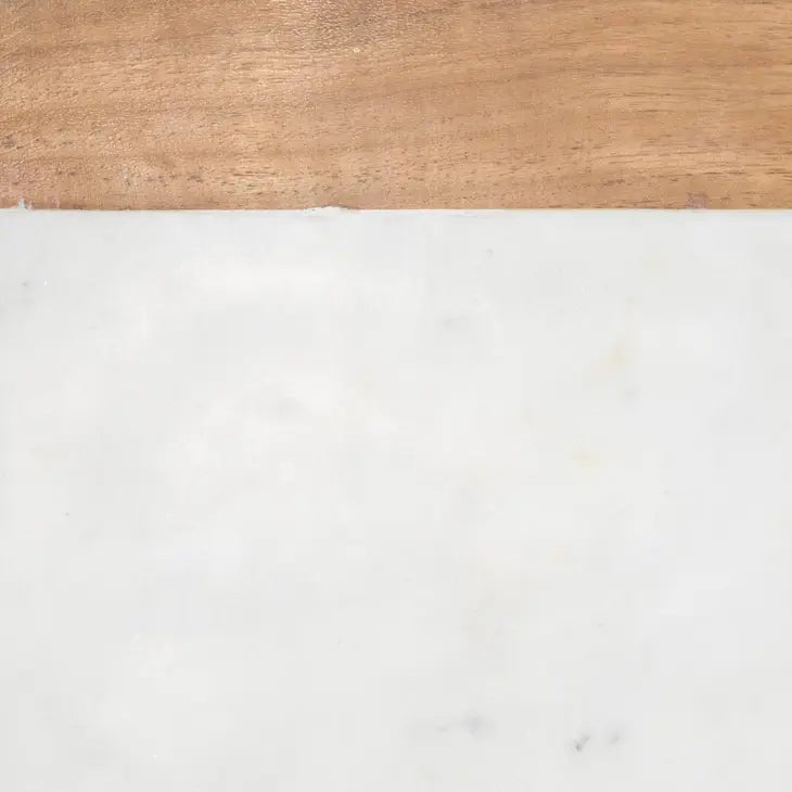 White Marble + Wood Cutting Board