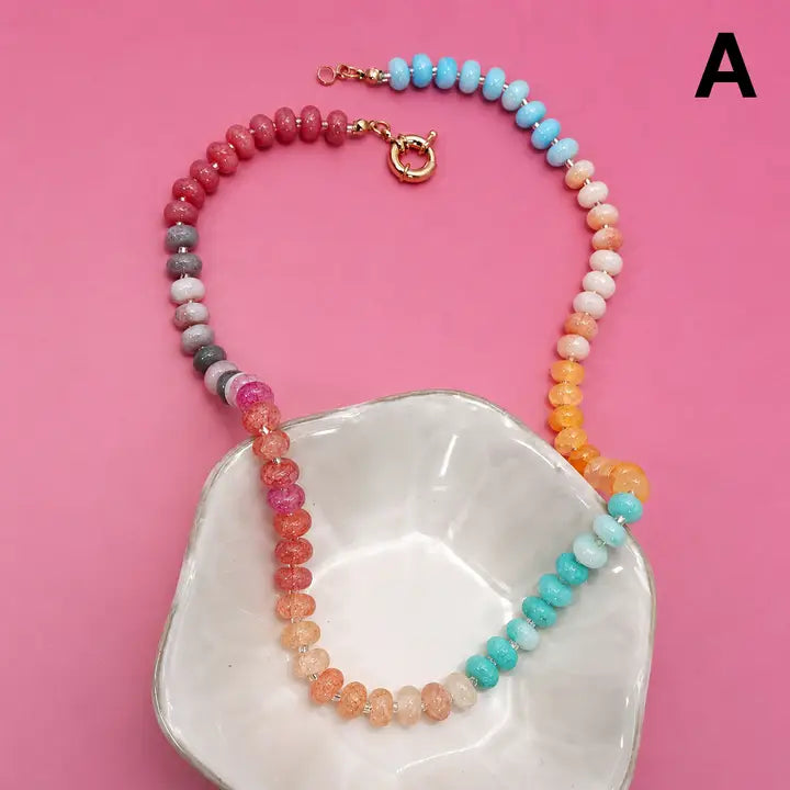 Natural Stone Glass Mixed Necklace