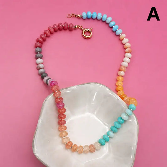 Natural Stone Glass Mixed Necklace