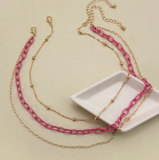 Layered Colored Chain Necklace