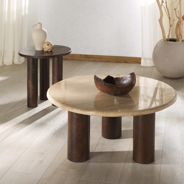 Jennamira Travertine Top Coffee Table