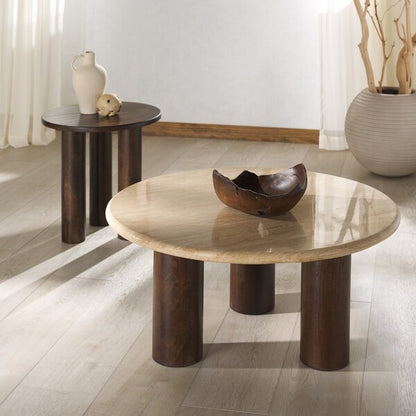 Jennamira Travertine Top Coffee Table