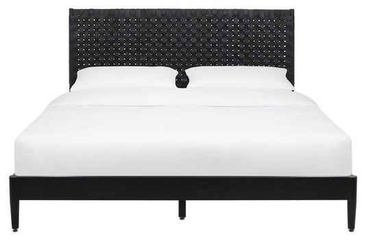 Casandra Leather Bed- Black