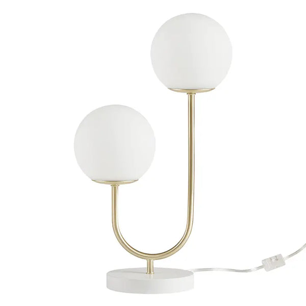 Modern 2-Light Globe Gold Base Table Lamp