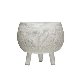 WHITE TERRACOTTA POT WITH LEGS