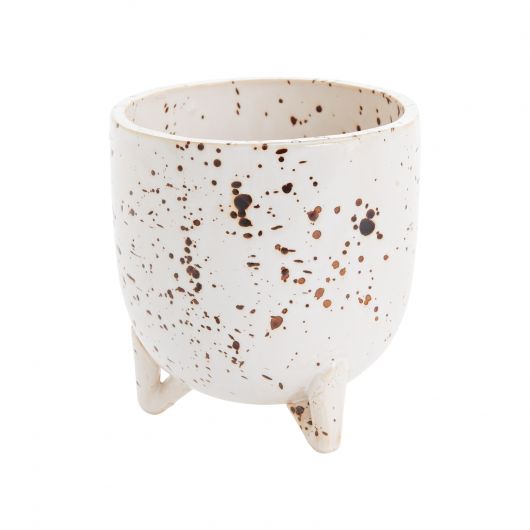 speckled pot with feet