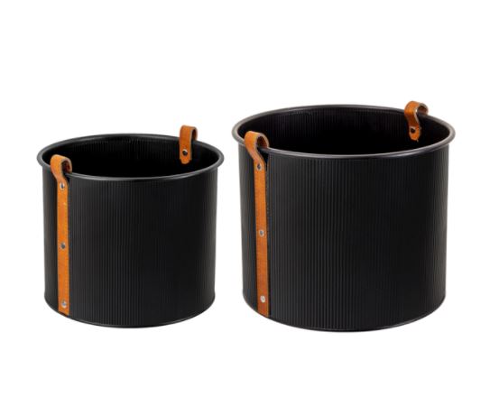 Black Planter w/ Leather Handles