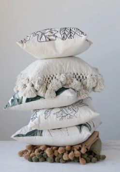 Pillow with Botanical Embroidery