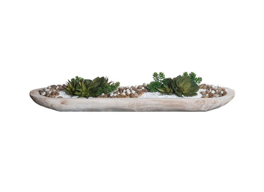 Light Wood Sedona Trough with Succulents