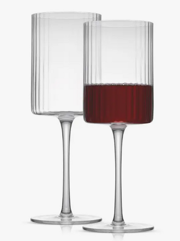 S/2 Elle Fluted Cylinder Red Wine Glasses